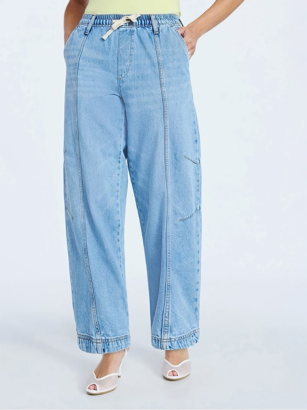 Scoop Pull-On Cropped Barrel Pants Medium Wash Size XS